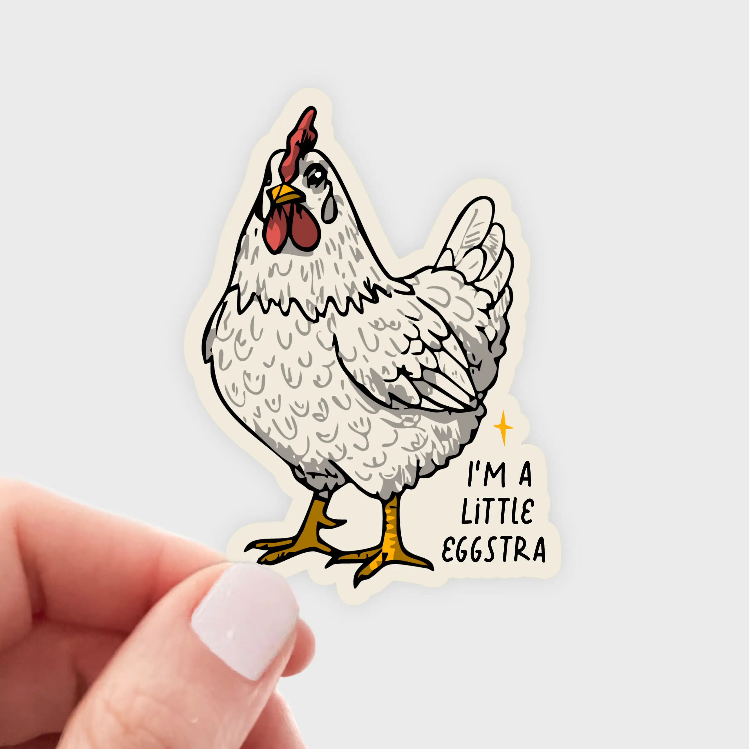 I'm a Little Eggstra Sticker - chicken, hen, farm, country