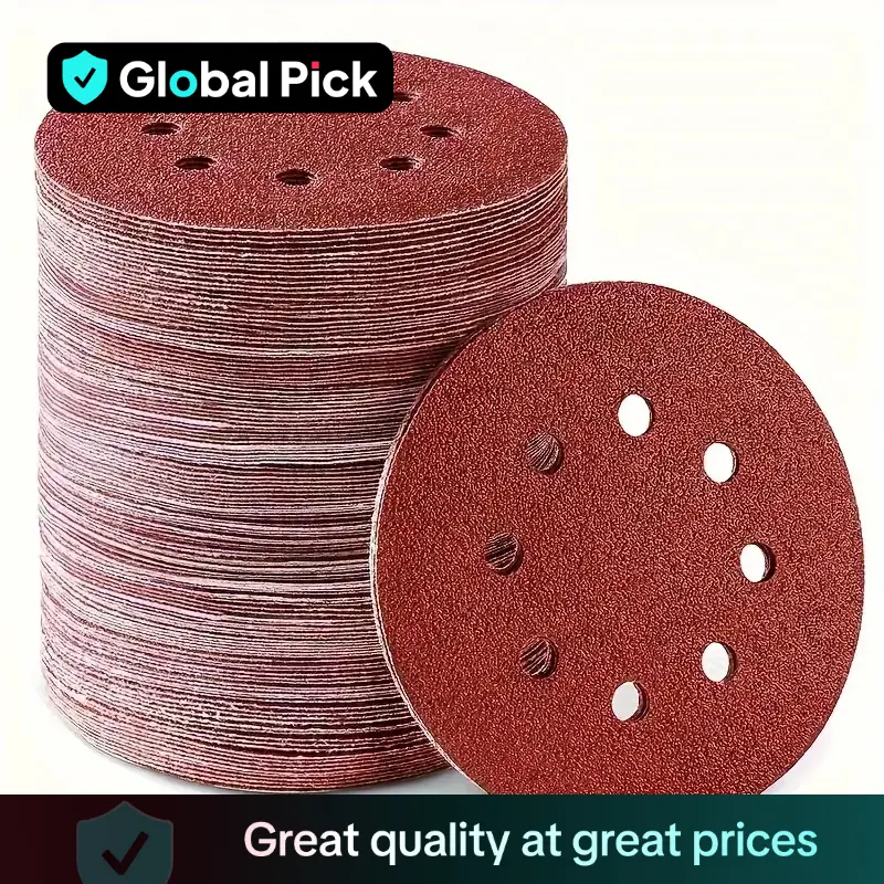 5-Inch 8-Hole Hook & Loop Sanding Disc Set, Assorted Grits Sanding Paper for Grinding & Polishing, Abrasive & Finishing Products