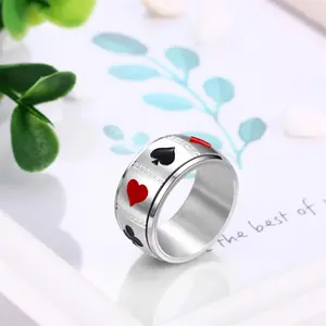 OIDEA Poker Card Spinner Fidget Ring for Men and Women, 10MM Stainless Steel Anxiety Relief Band, Casino Stress Relieving Jewelry