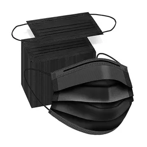Premium Black Disposable Face Masks - 100pcs, Three-Layer Filter Design, Dustproof & Droplet-Proof, Breathable, Non-Medical, Hypoallergenic, Latex-Free, Elastic Ear Straps - Medical Accessories Protection Aid