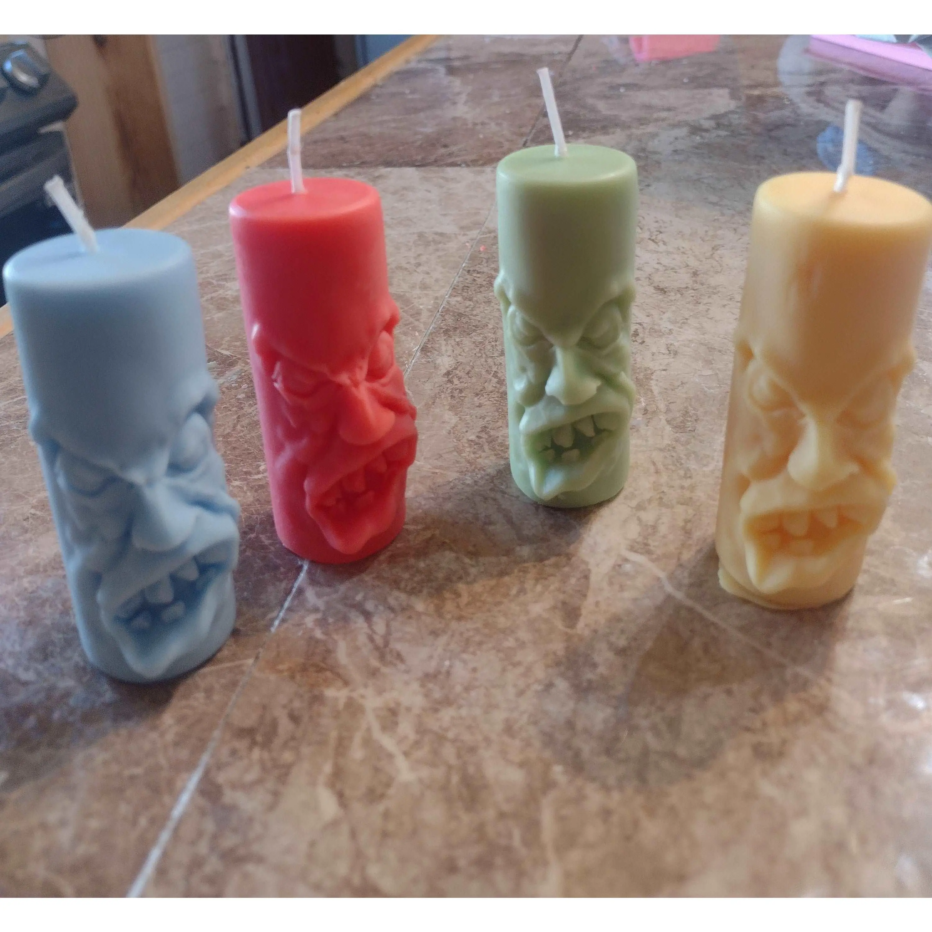 Monster Face Candle Set of 4 - Elegant Design for Home Decor