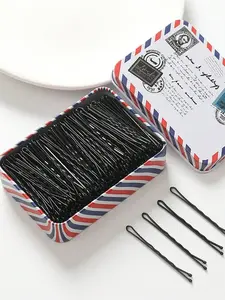 100pcs/Box Women's Hair Clip Basic Wave Styling, Classic Black T-Shape Design, Suitable For Daily Use Claw Clips Hair Claws Hair Barrettes, School Stuff, Bobby Pins, Hairpin, Set