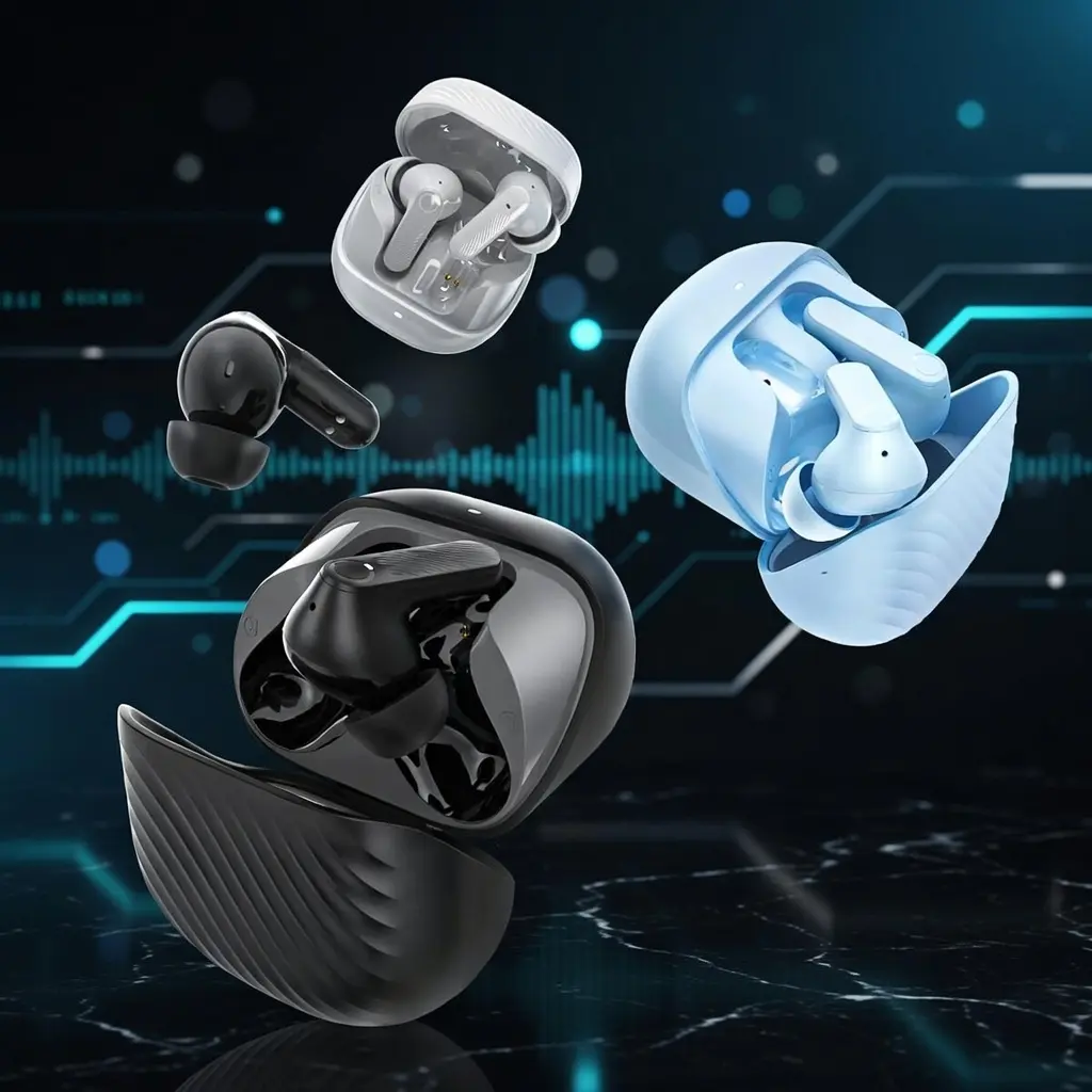 Bluetooth 5.4 Wireless Earbuds Active Noise Cancelling 100H Battery Life 4-Mic Clear Calls IPX5 Waterproof Compatible with Android iOS