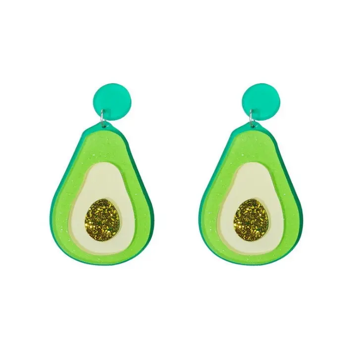 Fashion Green Avocado Drop Earrings Exaggerated Big Fruit Avocado Drop Earrings Cool Punk Jewelry Accessaries Women