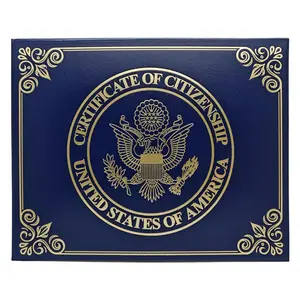 US Citizenship Certificate Holder – Padded Protective Cover with Gold Seal for Naturalization Certificate
