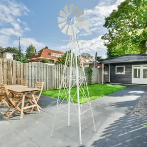 Outvita 8ft Decorative Windmill with Vane Durable, weather-resistant four-legged tower Great for lawn and garden backyard decorations