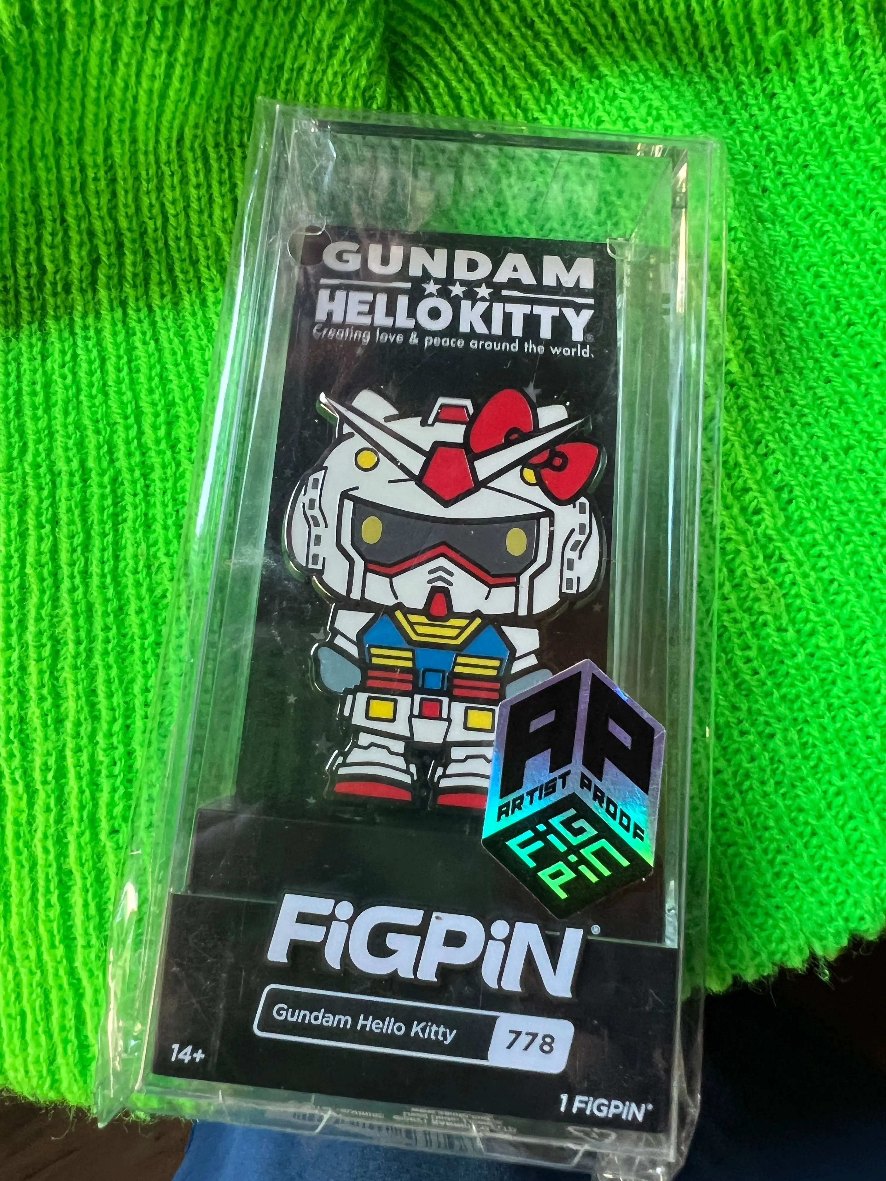Artist Proof FiGPiN Collectible Pin - Gundam x Hello Kitty #778, 2022 Release, Locked Like New Collar Clip Brooch for Pin Collectors