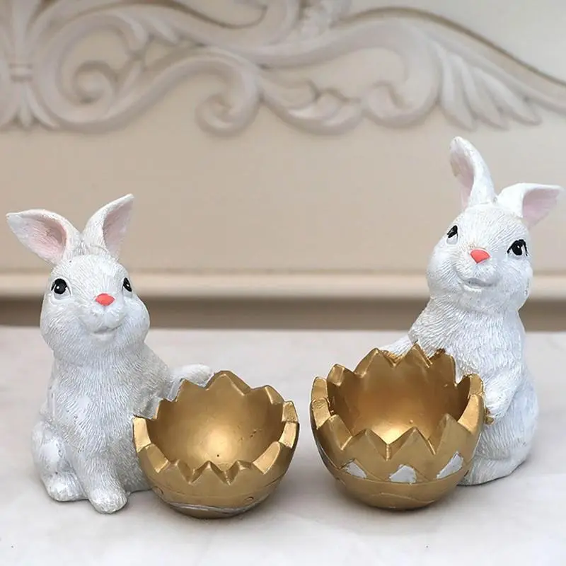 1 pair of Easter bunnies and resin Easter egg decorations, colorful Easter and Thanksgiving, holiday decorations, rabbit decorations, fun designs, durable accessories, holiday bunnies, Easter bunnies, party planners, gift buyers