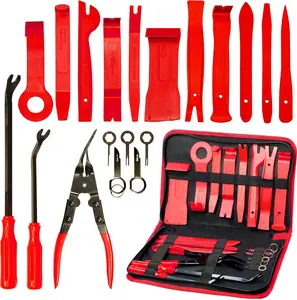 19Pcs Car Trim Removal Tool Kit, Auto Clip Pliers & Fastener Remover, Pry Tools for Car Panel, Stereo, Dashboard, Window and Upholstery, Comes with Storage Bag