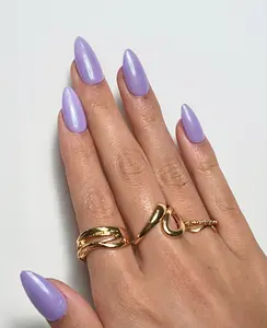 Lavender Glaze Nails - Soft Lavender Hue with Luminous Glazed Chrome Finish - Comfortable Lightweight & Long Lasting - 100% Handmade with Application Kit
