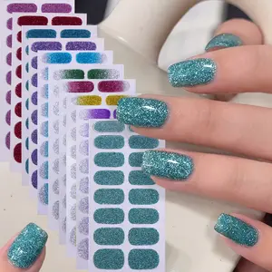 Self-Stick Glitter Nail Art Stickers Set, Shimmery Finish, Easy Peel & Stick, No Light Needed, Home Manicure Decorations for Women Girls
