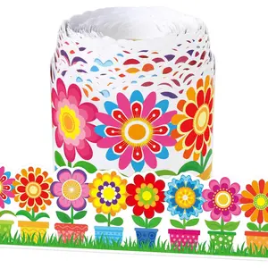 65.6 Feet Spring Bulletin Board Borders, Beautiful Flower Border Trim Spring Floral Classroom Bulletin Board Border for Home School Office Wall Chalkboard Windows Decor