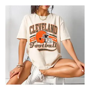 Cleveland Football Unisex Tshirt, Cleveland Tshirts, Cleveland Football Shirts Streetwear Casual Round Neck Cotton Crewneck Shortsleeve Clothe Tops Tshirt T-Shirt Fit Menswear Unisex Fashion