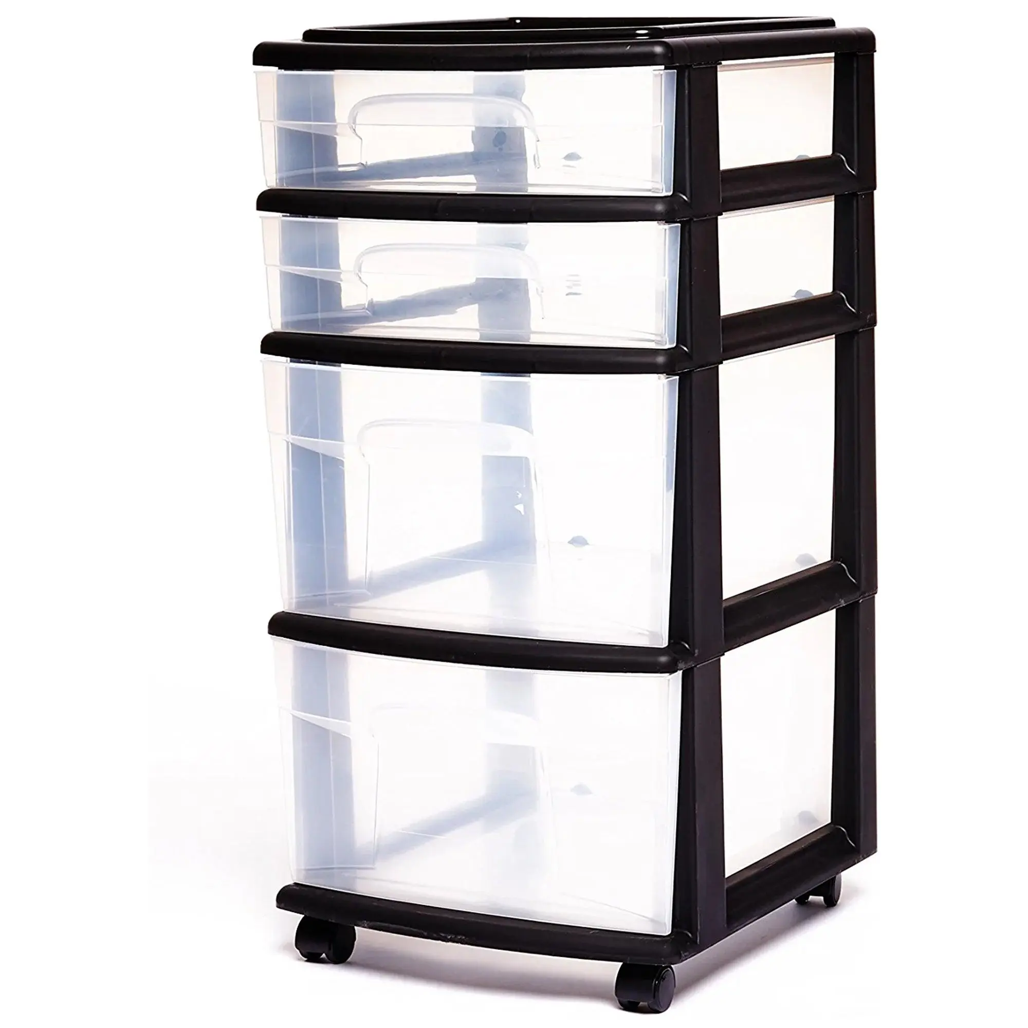 Homz Plastic 4 Drawer Medium Home Storage Container, Clear Drawers & Black Frame Homz Plastic 4 Drawer Medium Home Storage Container, Clear Drawers & Black Frame