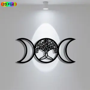 1pc Minimalist Tree & Crescent Moon Metal Wall Art, Minimalist Tree & Crescent Moon Statue Mural, Iron Craft, Perfect for Living Room, Garden, Indoor/Outdoor Decor, Intricate Craftsmanship, Artistic Metalwork, Christmas Decor, Ideal Gift for Nature Lovers