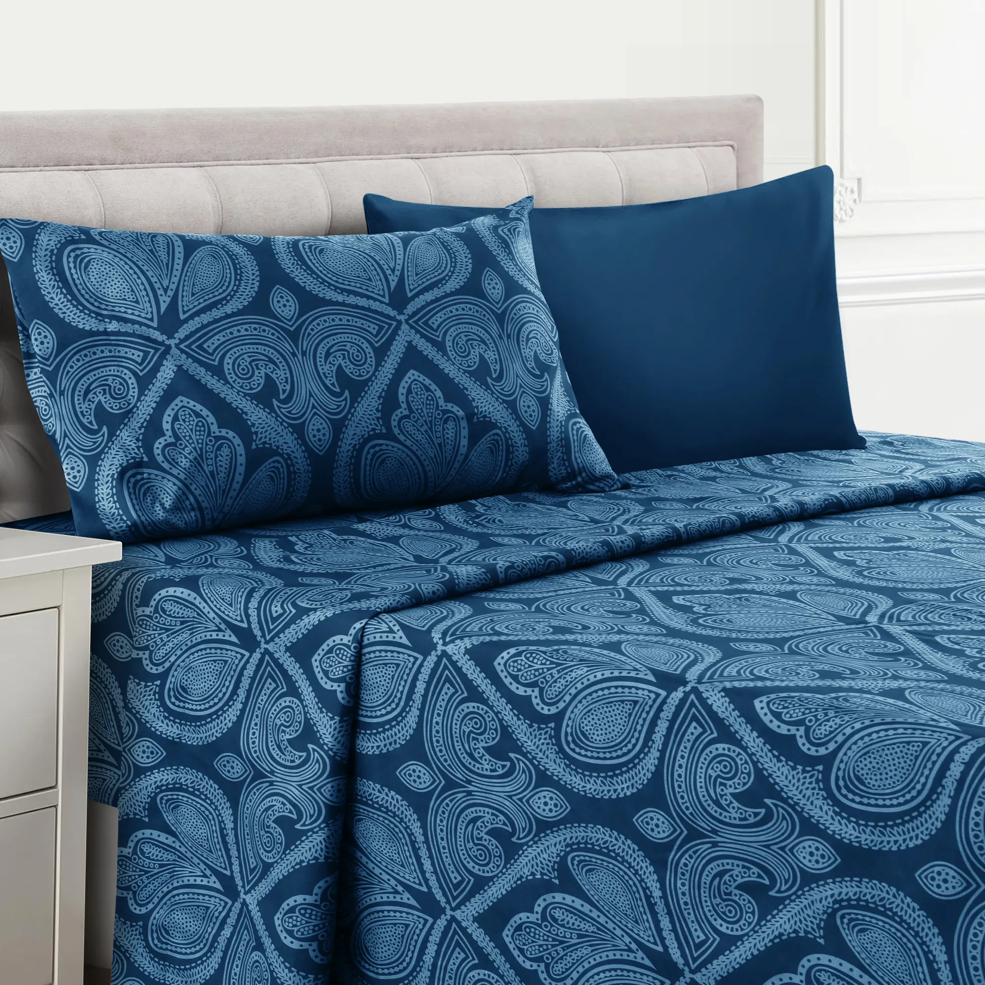 4/6 Pieces Paisley Bed Sheet, Breathable Hotel Style Sheets, 100% polyester Sheets Deep Pockets, Easy-Fit, Soft & Wrinkle Free Cooling Bed Sheets