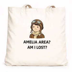 Amelia Area? Am I Lost Tote Bag | Funny Aviation Meme Bag
