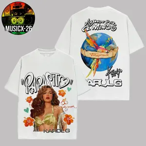 [X-26] Karol G - Viajando Por El Mundo Tropitour 2026 #2 Graphic High-Quality Cotton T-Shirt, Latin Tour Merch Reggaeton Fan Graphic Tee, Karol G Streetwear Graphic Shirt, Gift for Karol G Fans Vintage Latin Music Collector Tee