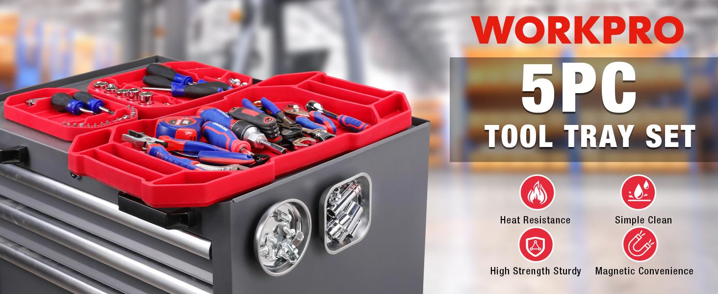 #backtoschool WORKPRO 5-Piece Non-Slip Tool Tray Set, 3-Piece Silicone Flexible Tools Organizers and 2-Piece Magnetic Parts Tool Tray, Tool Mat, Tool Holder, Tool Storage (Only Parts Tray Magnetic) #backtoschool WORKPRO 5-Piece Non-Slip Tool Tray Set, 3-Piece Silicone Flexible Tools Organizers and 2-Piece Magnetic Parts Tool Tray, Tool Mat, Tool Holder, Tool Storage (Only Parts Tray Magnetic)