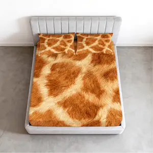 3-Piece Leopard Print Fitted Sheet Set, 360° Elastic Deep Pocket Fitted Sheet, HD Digital Wild Animal Print, Soft Breathable Washable Bedding (No Insert), Fits Twin, Full and Queen Size Bedrooms