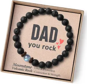 Fathers Day Gifts from Daughter Son Gift for Dad Birthday Men Bracelets Who Wants Nothing Best Dad Ever Unique Present Cool Black Beaded  Him Black Friday Cyber Monday Holiday Gift
