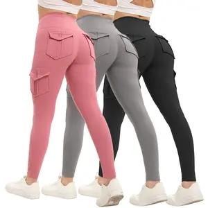 3PCS Women's Butt Lifting Leggings with Flap Pockets High Waist Tummy Control Side Pocket. Sporty, Comfy and Breathablal for Yoga, Gym, Workoe and Running Ladies'   Activewear   for All Seasons