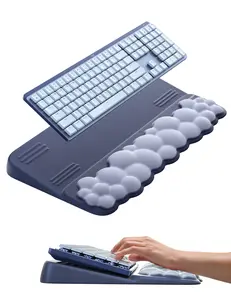 Vaydeer Wrist Rest and Keyboard Stand, Ergonomic Cloud Keyboard Riser Holder Lifter Tilted Wrist Cushion for Desk, Palm Hand Typing for Office Home Gaming, Soft Memory Foam, Official Setup, PC Accessories, Gaming Keyborad Pad, Creamy Keyboards Pad