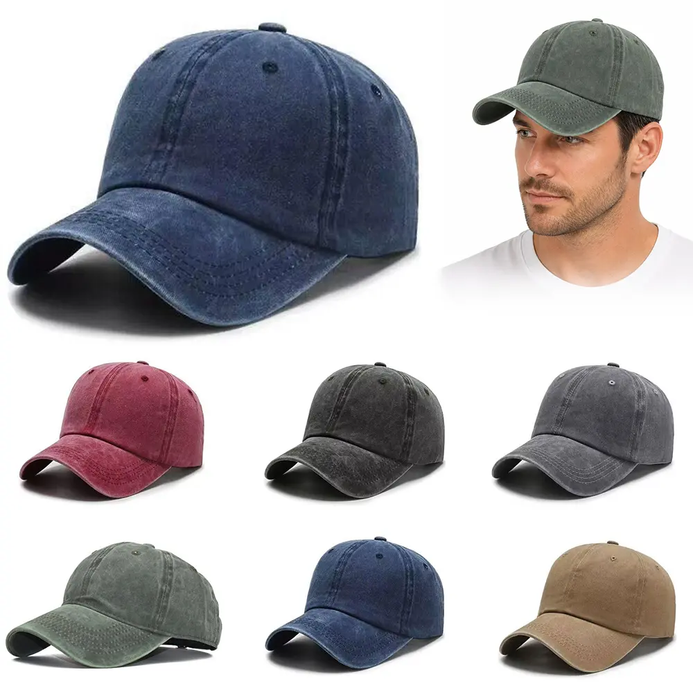 6 pcs vintage washed cotton baseball cap, unisex, adjustable, suitable for daily leisure and outdoor travel