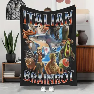 Viral Italian Brainrot Blanket Perfect Gift For Internet Culture Lovers Core Memory Character Design Ultra Soft Art Flannel Throw Ideal Present For Meme Enthusiasts Complete Home Office Comfort Must Have For Special Occasions warm nap cozy throw blanket