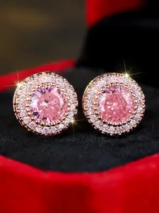 Exquisite Stud Earrings Geometric Round Design, Synthetic Gemstone Classic Style Earrings for Women & Men, Jewelry Gift for Women, Zircon Stud Earrings