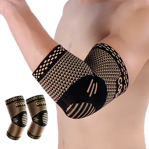 1 Pair Copper Elbow Sleeve Unisex Compression Sleeve Elbow Brace for Tennis Golfers Fitness Basketball Weightlifting Work Fit