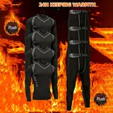VRYXAL Men's 8pcs Sports Thermal Underwear Set - Plush Body Hugging Tech Fleece Tight-Fitting Colorblock Gear, Thermal Tops, Leggings, 24h Keeping Warmth, for Autumn Winter Running, Training, Gym