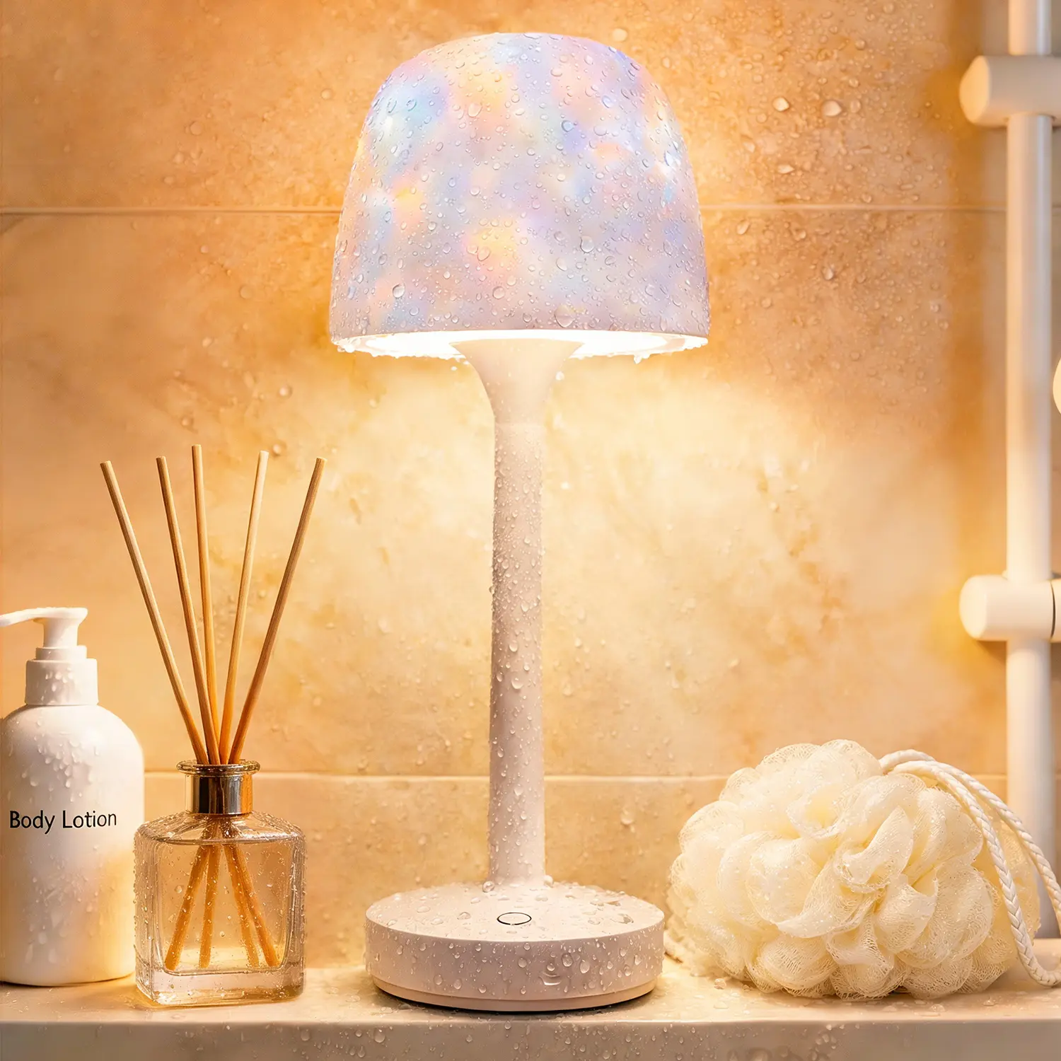 Cordless Shower LED Light Set, Rechargeable Waterproof 16-Color Water Wave Projector (3 Modes) with Remote & Touch Control, USB-C Powered Shower Accessories, Bathroom Decor Safe for Use in Wet Areas, Cordless Shower Light, Bathrooms