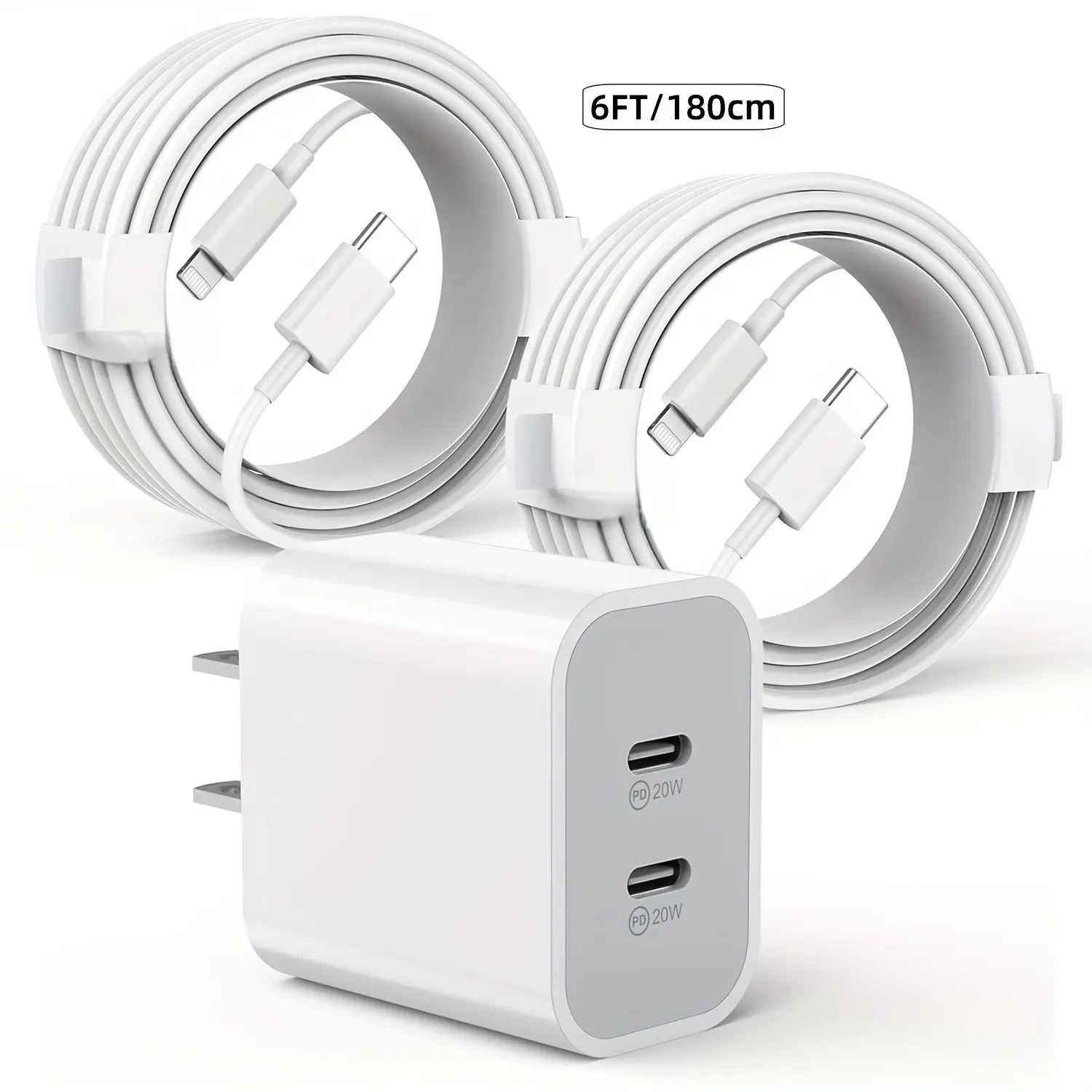 For IPhone 14 Charger, Dual Port 40W Type C Fast Charging Block with 6ft MFi Certified USB-C To Lightning Cable For IPhone 14/13/12/12 Pro/12 Pro Max/11/11 Pro/11 Pro Max/XR/XS/X/8, IPad