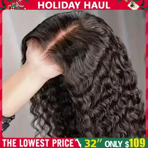 Bling Hair Fashion 6x4 Glueless Deep Wave Easy To Wear Wig Lace Closure Human Hair Wigs Curly Hair 180% Density Brazilian Ready To Wear Wig For Women TikTokShopHolidayHaul