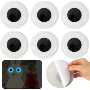6 count Giant Glowing in The Dark Googly Wiggle Eyes, 4 Inch Self Adhesive Luminous Sparkle Googly Eyes for Craft Wiggle Eye Stickers Large Sticky Eyes Handicrafts DIY Making