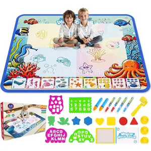 Water Doodle Mat - Kids Painting Writing Color Doodle Drawing Mat Toy Bring Magic Pens Educational Toys for Age 2 3 4 5 6 7 Year Old Girls Boys Age Toddler Gift