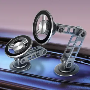 Car Phone Holder Magnetic Multi-angle Adjustable Metal Folding Bracket Strong Magnet Car Navigation Stand Robotic Arm Style
