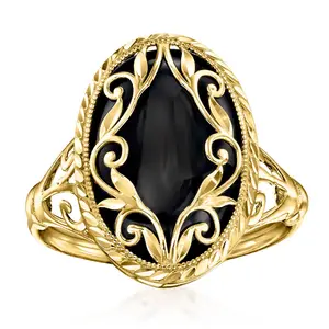 Vintage oval faux agate scroll ring, cocktail ring, elegant and retro style