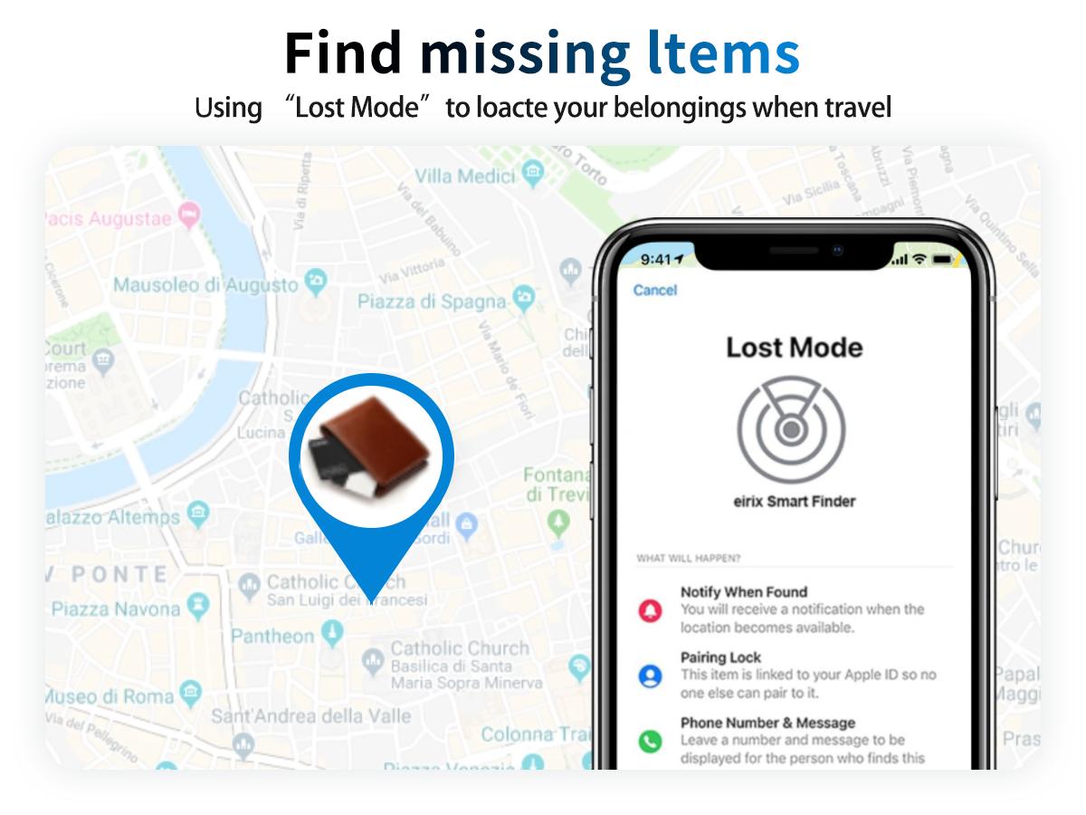 OTIC iOS & Android Bluetooth Tracker Smart Finder for Apple Find My iPhone Card Wallet GPS Tracker Wireless Charging Keys Locator for Keys Bags Passport IP67 Waterproof Dust Resistant