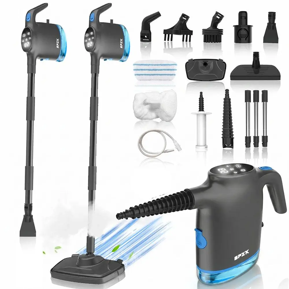 SPZK 2-in-1 Handheld & Upright Steam Cleaner, Multi-Purpose High Pressure Cleaning Machine with LED Display & Multiple Accessories for Floors, Kitchen, Bathroom and Car