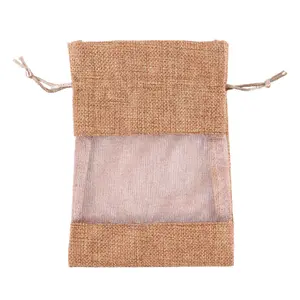 50pcs Lace Natural Jute Burlap Drawstring Bags Jewelry Gift Candy Bag Pouches for Birthday Party Wedding Favors
