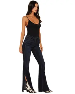 Idyllwind Women's Elliston Dark Wash Mid Rise Studded Slit Bootcut Jeans - Iwfa22j93