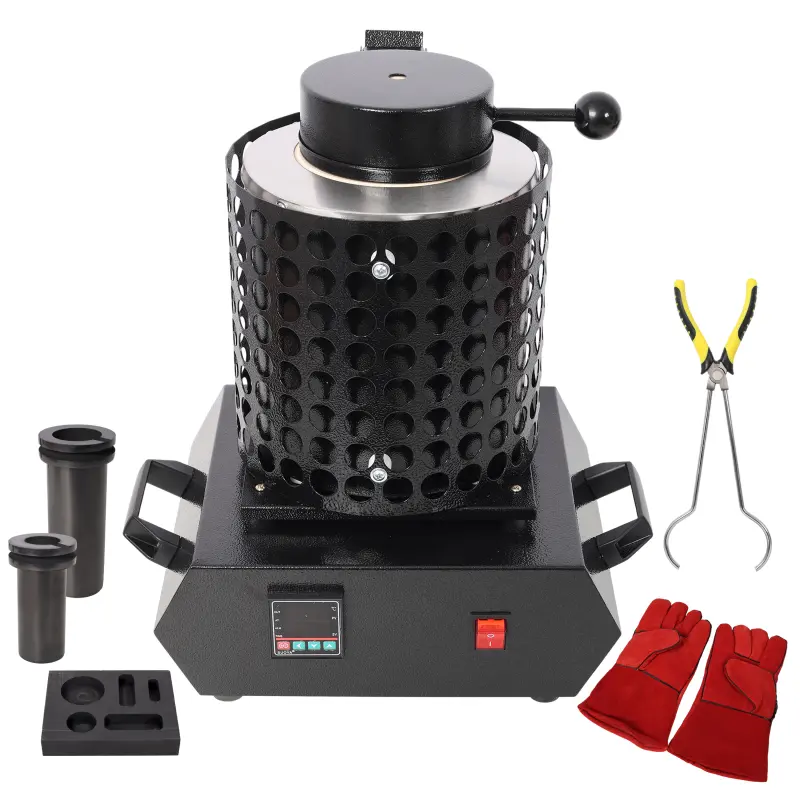Gold Melting Furnace, 1+3 KG Electric Digital Smelting Furnace, 1800W 1100°C / 2012.°F PID Smelter Kiln Kit Casting Refining Jewelry Precious Metals Gold Silver Copper Aluminum (110V)