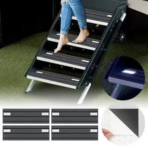 RV Step Covers 4 Pack – Slip Resistant EVA Foam Camper Step Covers, Customizable RV Stair Rug Deck for Trailer, Easy Installation, Anti-Slip& Durable RV Step Carpet – 19 x 7.5 inch