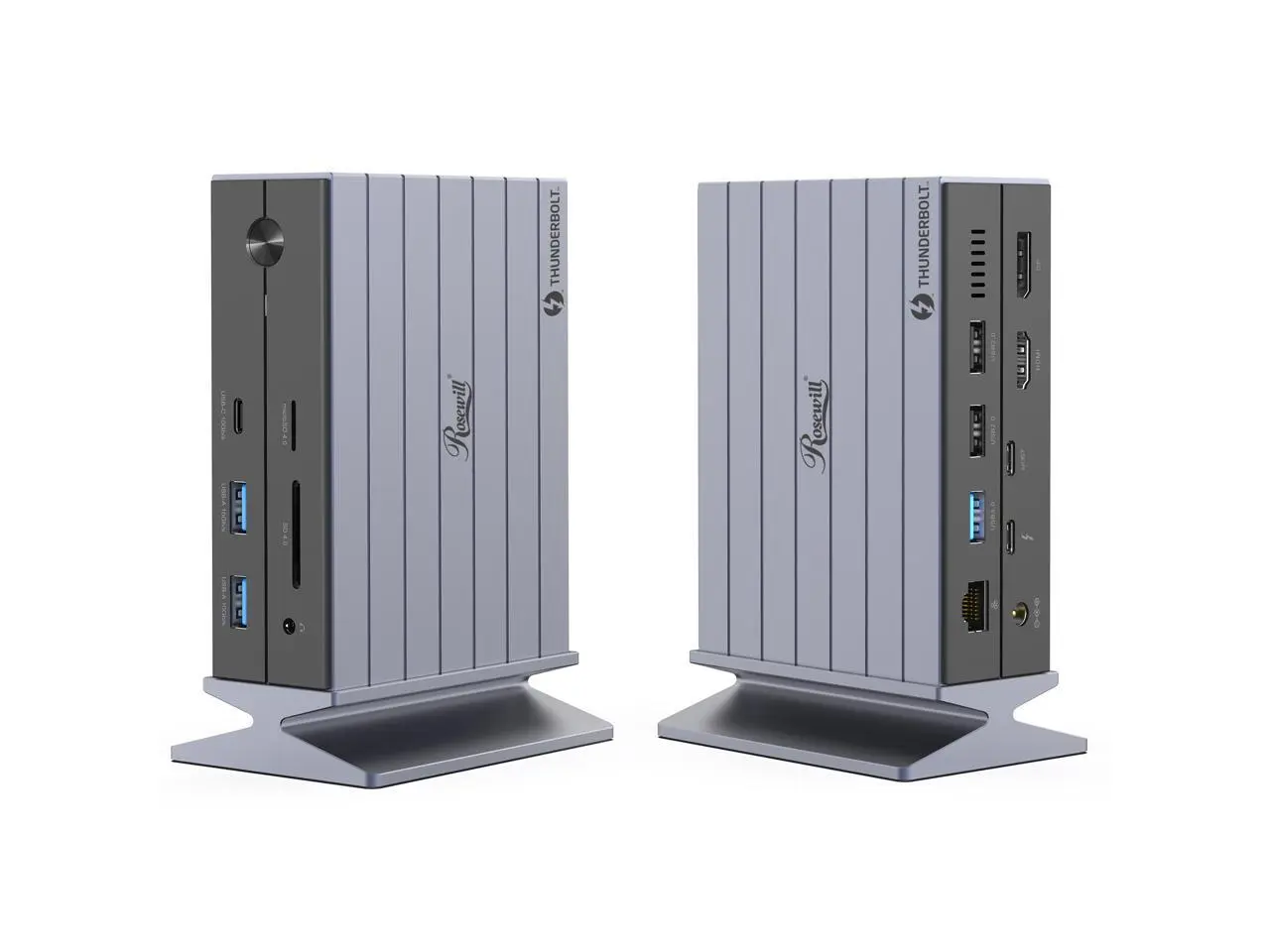 Rosewill 14-in-1 Thunderbolt 4 Docking Station with Switch Button, 8K Display, Triple Display, 135 Power Adapter & 40Gbps Transfer - RHUB-TB4 Rosewill 14-in-1 Thunderbolt 4 Docking Station with Switch Button, 8K Display, Triple Display, 135 Power Adapter & 40Gbps Transfer - RHUB-TB4