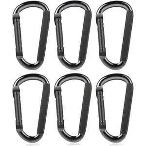 Heavy Duty Black Carabiner Clip - 900lbs 3" Steel Carabiners, Large D-Shaped Spring Hook for Hammocks, Camping, Hiking, Outdoor, Gym, Keychains and Dog Leash