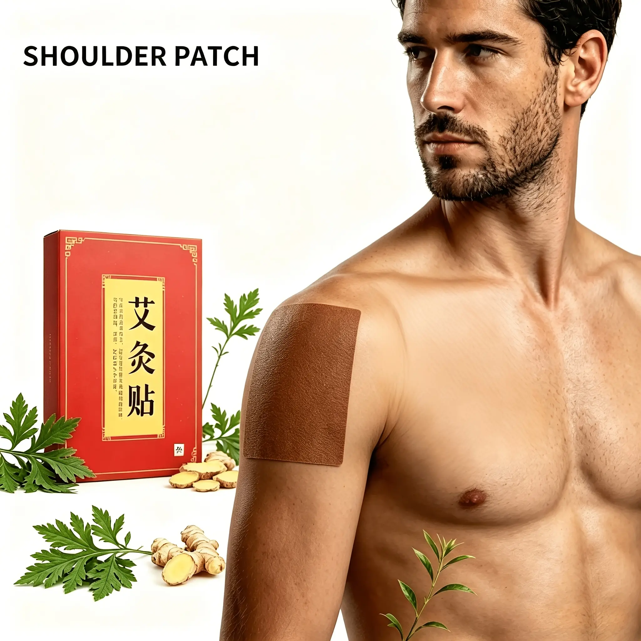 100Pcs Herbal Blend Self-Heating Ginger Heat Patches (Box Pack) - Multi-Use Hot Compress for Skin Prep, Knees, Pain Relief, Muscle Tension, Bloating