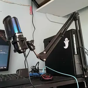 Multifunctional USB Microphone, 1 Set Live Broadcast & Interview Microphone Kit With RGB Light, Tripod & Cantilever Mount, Type-c adapter