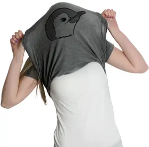 Women's Ask Me About My Penguin Flip Up T Shirt Funny Penguins Costume Tee Funny Womens T Shirts Cute Vintage Fashion Casual Ladies T-Shirt Gift Flip Tops for Women Funny Animal Top Women's Novelty Tees Light Grey